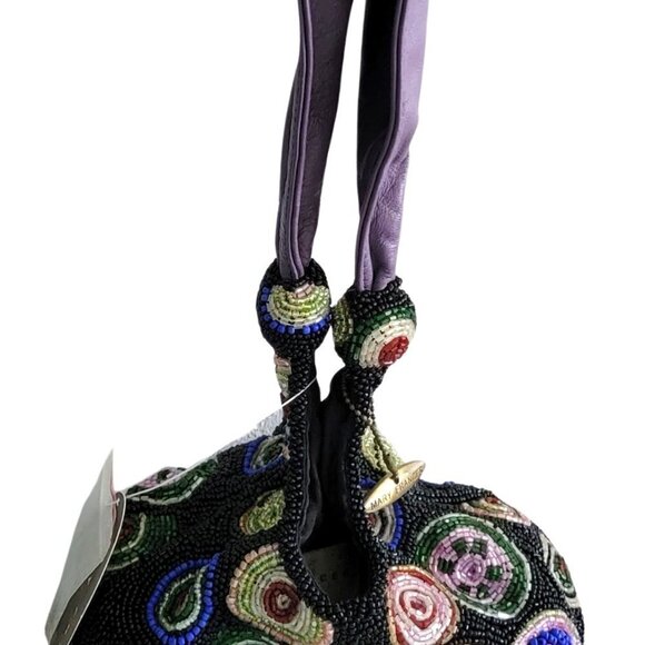 Mary Frances Beaded Leather Dizzy Circles Wristlet Handbag - Picture 3 of 15